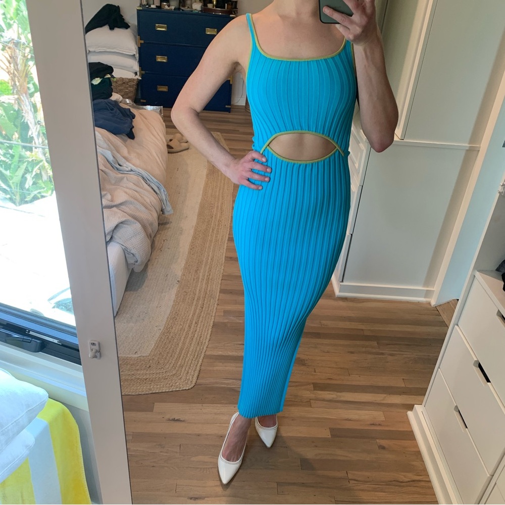 DESIGNER WOLF GANG Blue Cut Out Long dress XS